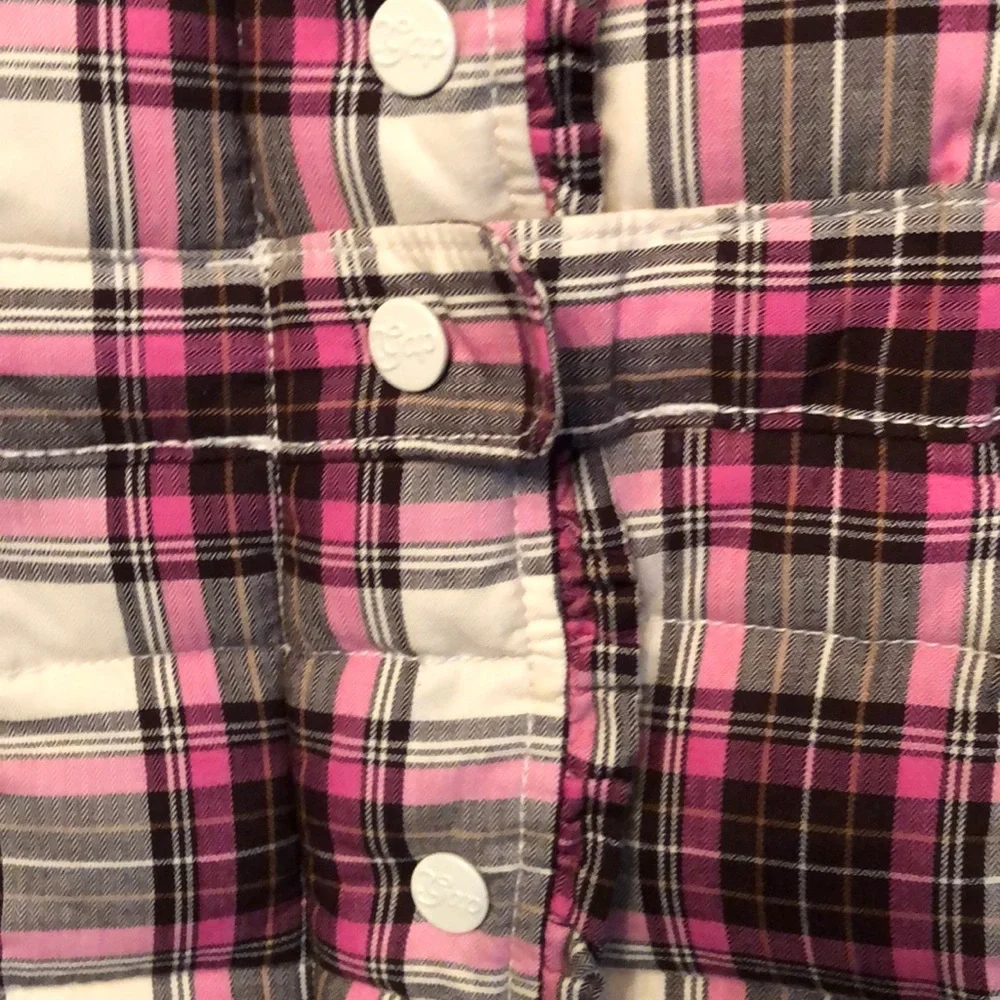babyGap Pink Plaid Ruffle Fleece Lined Puffer Vest Toddler 4 Year